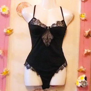 Lace Trim (L) Lingerie Bodysuit in Sexy Black - NWOT